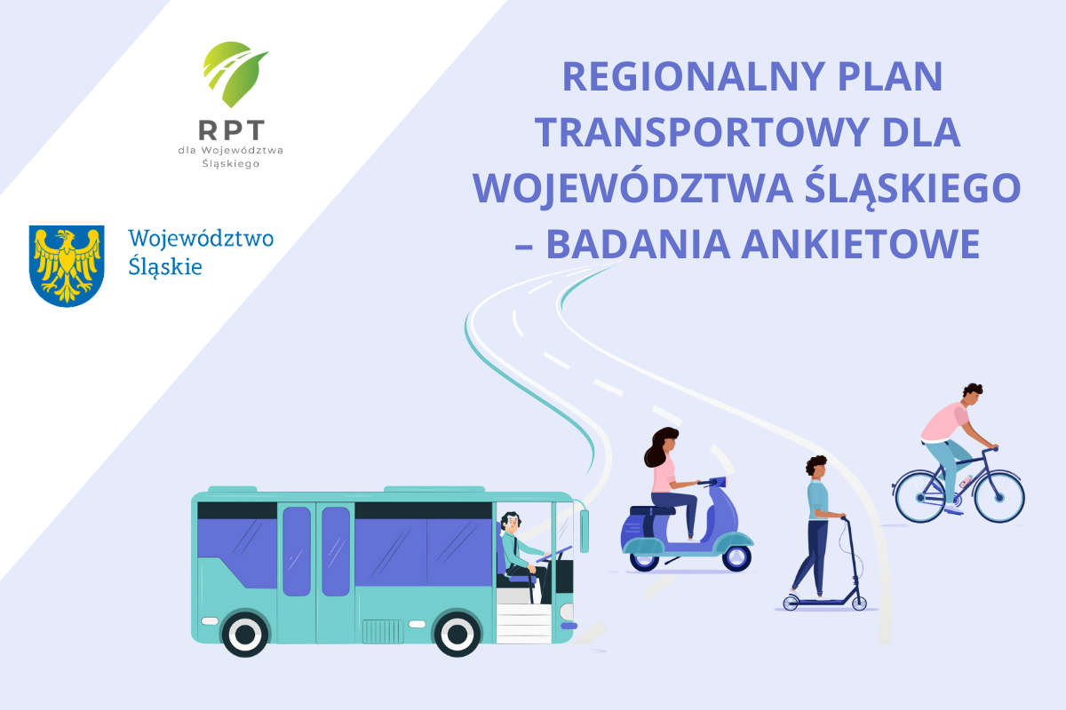 Obraz zawiera napis: Regionalny Plan Transportowy dla Wójewództwa Śląskiego - Badanie Ankietowe